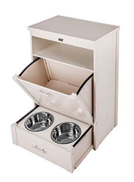 Ian ECOFLEX Dog Food Storage Pantry Double Bowl-Antique White