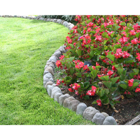 Landecor Edgestone 4 in. x 12 in. x 3 in. Multi-Colored Concrete Overlapping RIVER ROCK Edging (10-Pack)