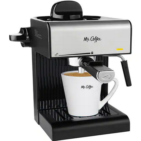 2.5-Cup Black Drip Coffee Maker, Steam Espresso Machine, Cappuccino and Latte