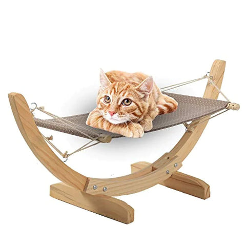 Cat Hammock Bed Wood Comfortable Hanging Lounger for Cats and Small Dogs