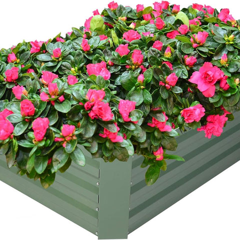 Raised Garden Bed Galvanized Planter Box Anti-Rust Coating for Flowers Vegetables