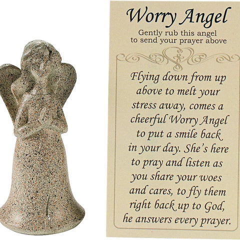 Fun Express - Worry Angel W/Prayer Card - Home Decor - Gifts - Inspirational Gifts - 12 Pieces